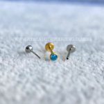 Labret Titânio Push Pin Zircônia Cravejada Azul - Imagem 2