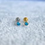 Labret Titânio Push Pin Zircônia Cravejada Azul