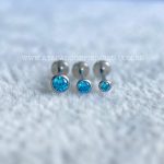 Labret Titânio Push Pin Zircônia Cravejada Azul - Imagem 4