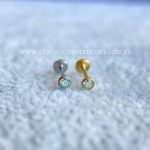 Labret Titânio Push Pin Zircônia Cravejada Aurora Boreal