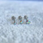 Labret Titânio Push Pin Zircônia Cravejada Aurora Boreal - Imagem 2