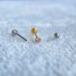 Labret Titânio Push Pin Zircônia Cravejada Rosa - Imagem 4