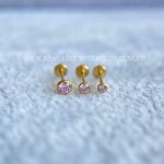 Labret Titânio Push Pin Zircônia Cravejada Rosa - Imagem 3