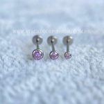 Labret Titânio Push Pin Zircônia Cravejada Rosa - Imagem 2