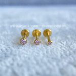 Labret Titânio Push Pin Zircônia Cravejada Rosa - Imagem 9