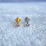 Labret Titânio Push Pin Zircônia Cravejada Rosa - Imagem 8