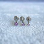 Labret Titânio Push Pin Zircônia Cravejada Rosa - Imagem 7