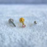 Labret Titânio Push Pin Zircônia Cravejada Rosa - Imagem 6