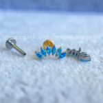 Labret Rosca Interna Titânio Cluster Zircônias Azul - Imagem 3