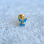 Labret Rosca Interna Titânio Borboleta Zircônias Azul - Imagem 4