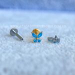 Labret Rosca Interna Titânio Borboleta Zircônias Azul - Imagem 5