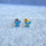 Labret Rosca Interna Titânio Borboleta Zircônias Azul