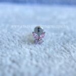Labret Rosca Interna Titânio Borboleta Zircônias Rosa - Imagem 4