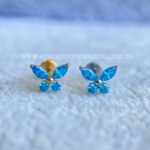 Labret Rosca Interna Titânio Borboleta Zircônias Azul