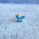 Labret Rosca Interna Titânio Borboleta Zircônias Azul - Imagem 2