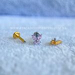 Labret Rosca Interna Titânio Borboleta Zircônias Rosa - Imagem 5