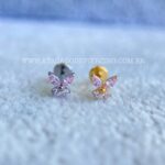Labret Rosca Interna Titânio Borboleta Zircônias Rosa