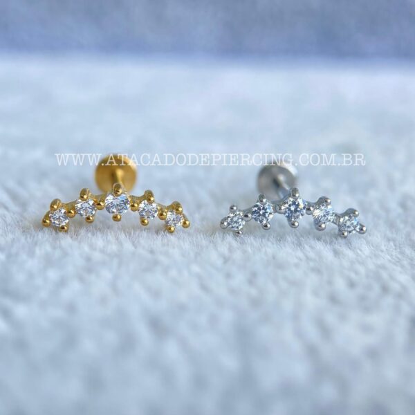 Labret Aço Rosca Interna Cluster Zircônias - Imagem 4