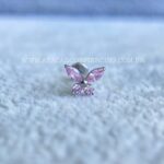 Labret Rosca Interna Titânio Borboleta Zircônias Rosa