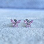 Labret Rosca Interna Titânio Borboleta Zircônias Rosa - Imagem 2
