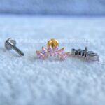 Labret Rosca Interna Titânio Cluster Zircônias Rosa - Imagem 4