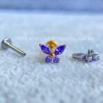 Labret Rosca Interna Titânio Borboleta Zircônias Lilás - Imagem 3