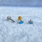 Labret Rosca Interna Titânio Zircônia Azul - Imagem 4