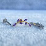 Labret Rosca Interna Titânio Ramo Zircônias Lilás - Imagem 5