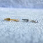 Labret L-Bar Spike Rosca Interna Titânio Zircônia Coração