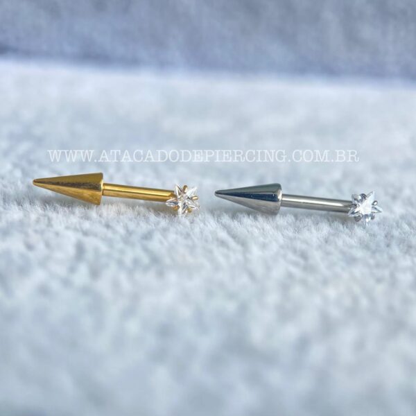 Labret L-Bar Spike Rosca Interna Titânio Zircônia Estrela - Imagem 5