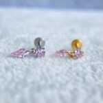 Labret Rosca Interna Ponto de Luz Titânio Zircônias Rosa