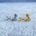 Labret Rosca Interna Titânio Ponto de Luz Zircônia Pingente Estrela