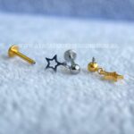 Labret Rosca Interna Titânio Pingente Estrela - Imagem 3